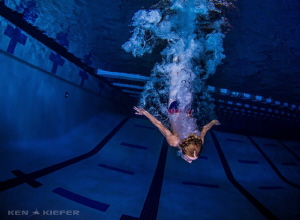 Diver from a high school comes in from a 3m diving board by Ken Kiefer 